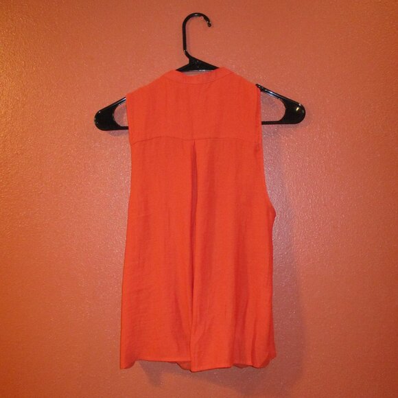Free People Woman Small Petite Orange Key Hole Club Party Evening Shirt - Picture 4 of 6